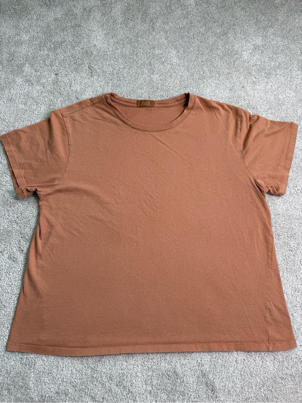 nuuds women's Crew Neck Short Sleeve Peach Cotton Knit Tee L